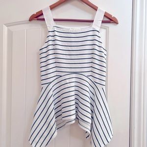 Peplum Top - green and cream stripe (XS)